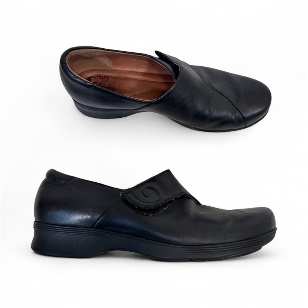 Clarks Artisan Black Leather Clogs Women’s 8 Comfort Shoes Slip On Fall